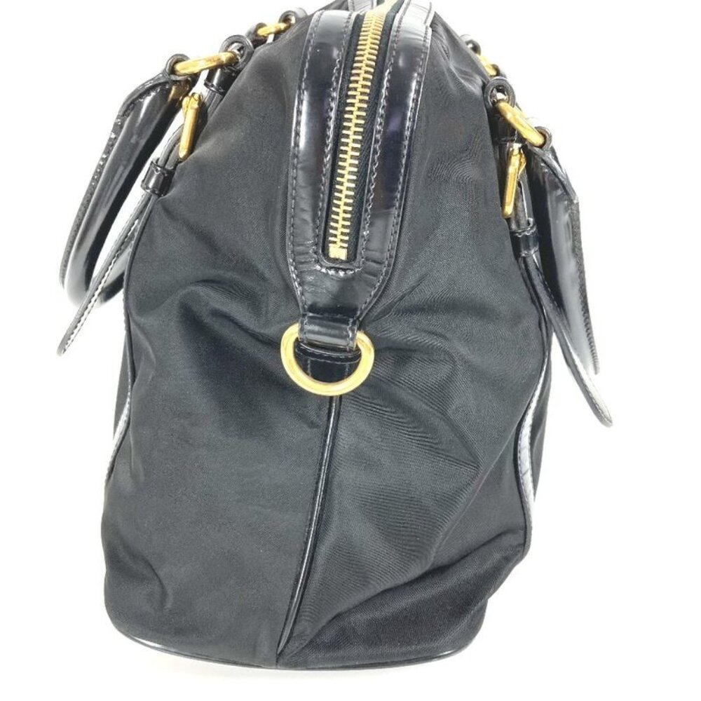 Prada Shoulder Bag Triangle Logo Plate 1 Bb01 Leather Nylon Black - Picture 2 of 9